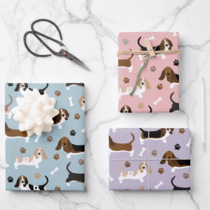 Basset Hound Hundknochen und Paare Geschenkpapier Set