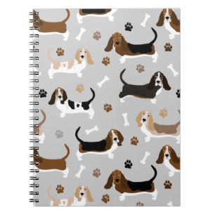 Basset Hound Hundknochen und Paare Notizblock