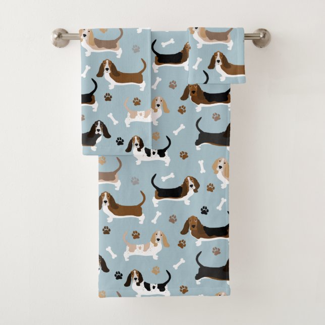 Basset Hound Hundknochen und Pfoten Badetuch Set (Insitu)