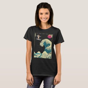 Basset Hound Hundsurfen auf einer Kanagawa Wave T-Shirt