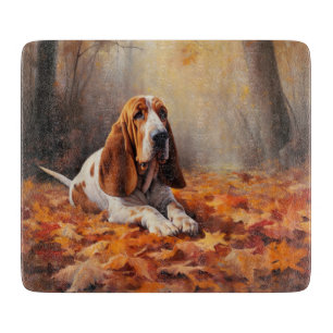 Basset Hound im Herbst Leaves Fall Inspiriert Schneidebrett