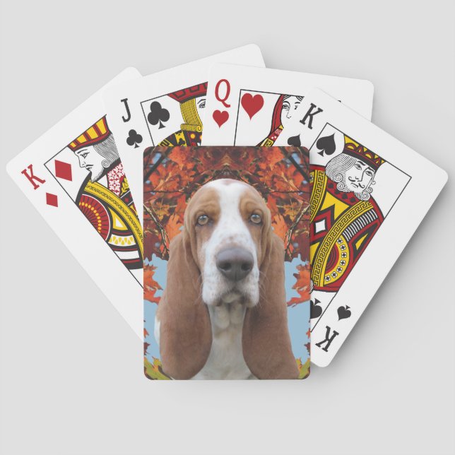 Basset Hound im Herbst Spielkarten (Rückseite)