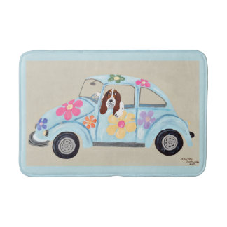 Basset Hound im Hippie-Auto Badematte