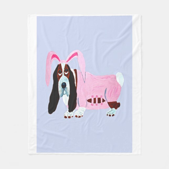 Basset Hound in bunny costume Fleecedecke (Vorderseite)