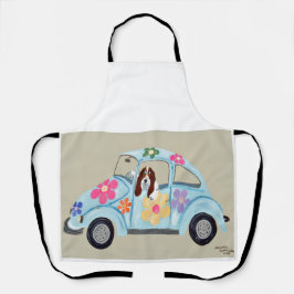 Basset Hound in Hippie-Auto All-Over-Print-Schürze Schürze