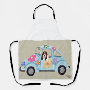 Basset Hound in Hippie-Auto All-Over-Print-Schürze Schürze