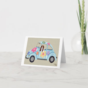 Basset Hound in Hippie-Auto  Einladung