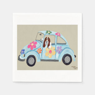 Basset Hound in Hippie-Auto Serviette