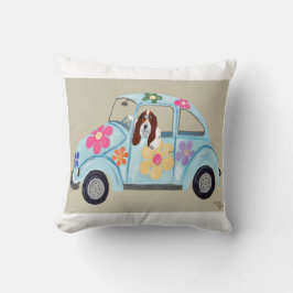 Basset Hound in Hippie Car Kissen