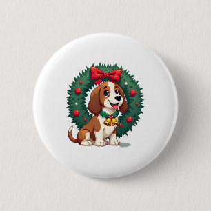 Basset Hound Jingle Bells Hund Button