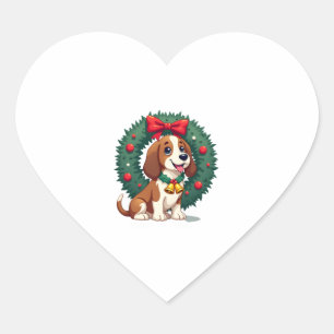 Basset Hound Jingle Bells Hund Herz-Aufkleber