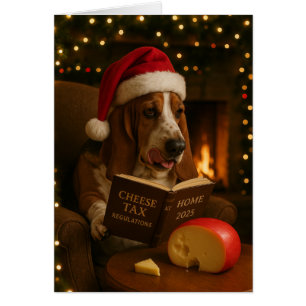 Basset Hound 'Käse-Steuer' Weihnachtskarte