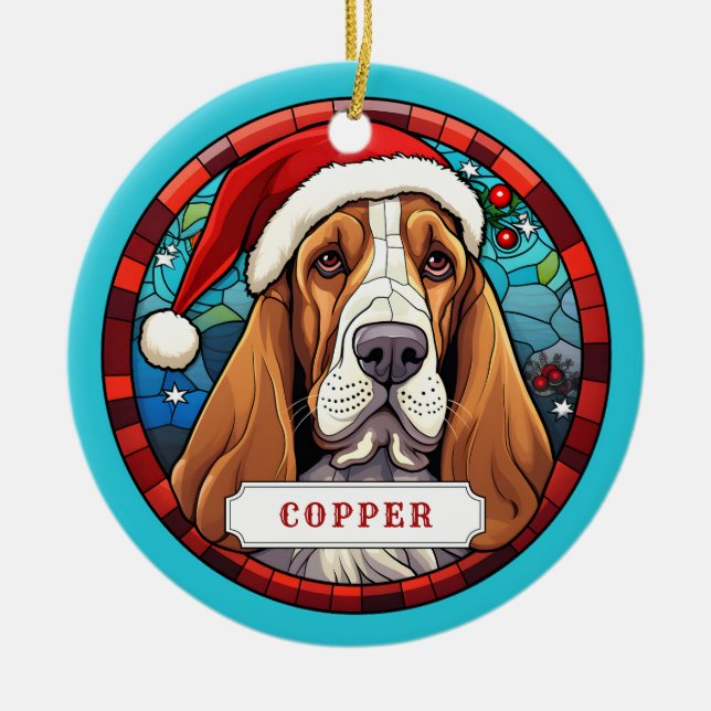 Basset Hound Keramik Circle Ornament (Vorne)