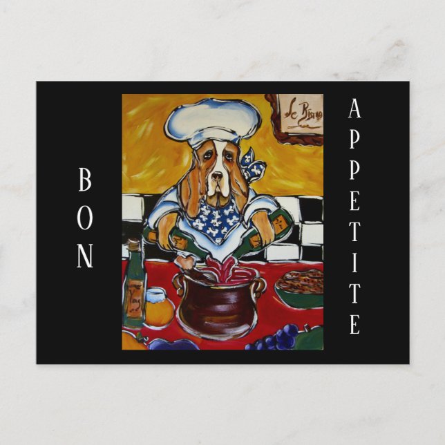 Basset Hound Koch Postkarte (Vorderseite)