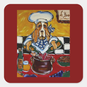 Basset Hound Koch Quadratischer Aufkleber