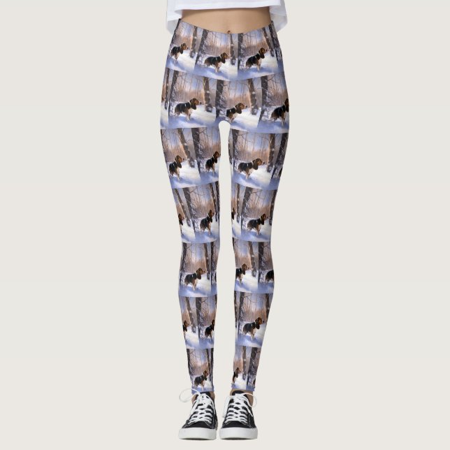 Basset Hound lassen es schneeweihen Leggings (Vorderseite)