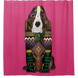 Basset Hound Liebe fuchsienrosa Duschvorhang