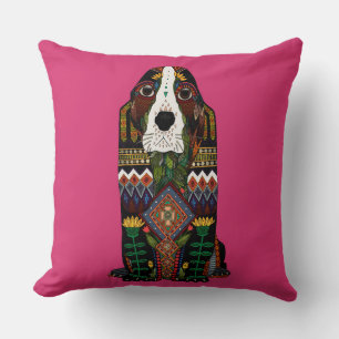 Basset Hound Liebe fuchsienrosa Kissen