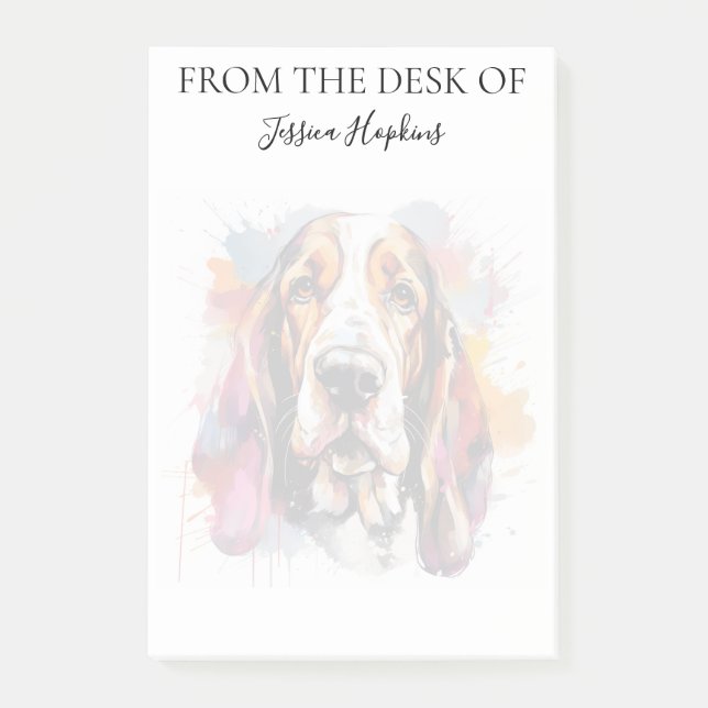 Basset Hound Liebhaber monogrammierter Hund Post-it Klebezettel (Vorderseite)