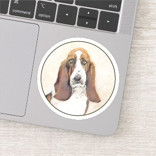 Basset Hound Malerei - Niedliche Original Hunde Ku Aufkleber