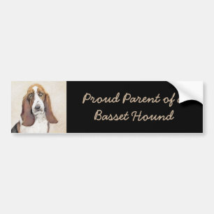 Basset Hound Malerei - Niedliche Original Hunde Ku Autoaufkleber