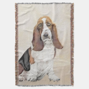 Basset Hound Malerei - Niedliche Original Hunde Ku Decke