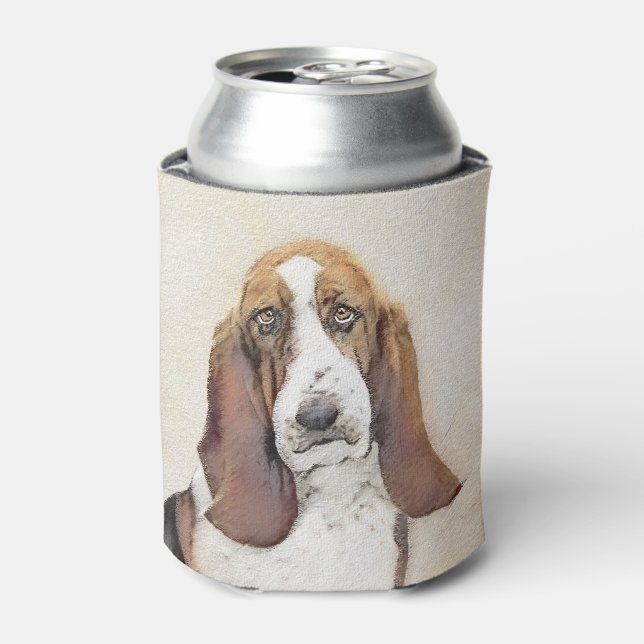 Basset Hound Malerei - Niedliche Original Hunde Ku Dosenkühler (Kanne Vorderseite)