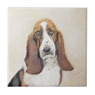 Basset Hound Malerei - Niedliche Original Hunde Ku Fliese
