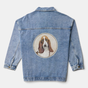 Basset Hound Malerei - Niedliche Original Hunde Ku Jeansjacke