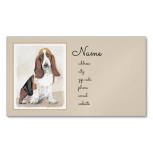 Basset Hound Malerei - Niedliche Original Hunde Ku Magnetische Visitenkarte