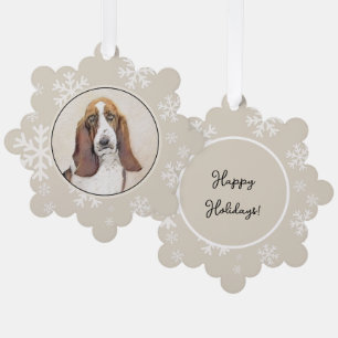 Basset Hound Malerei - Niedliche Original Hunde Ku Ornament Karte