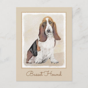Basset Hound Malerei - Niedliche Original Hunde Ku Postkarte