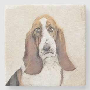 Basset Hound Malerei - Niedliche Original Hunde Ku Steinuntersetzer