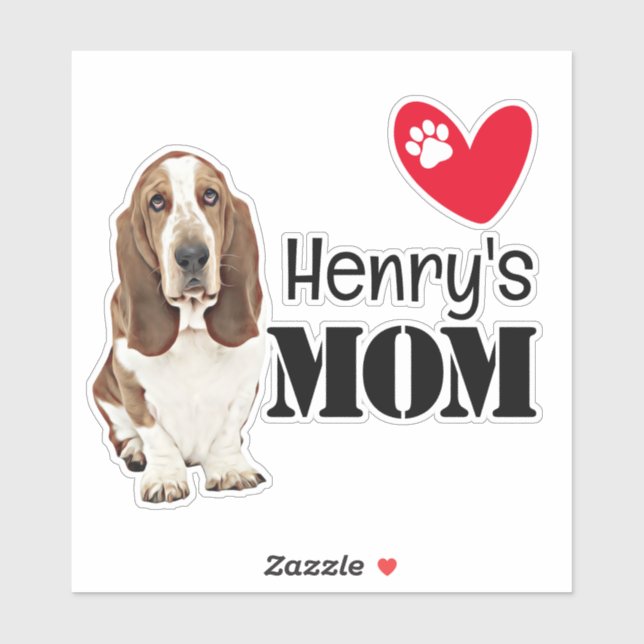 Basset Hound Mama Personalisiert Sticker (Blatt)