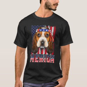 Basset Hound Merica 4. Juli Hunde Patriotische Fla T-Shirt
