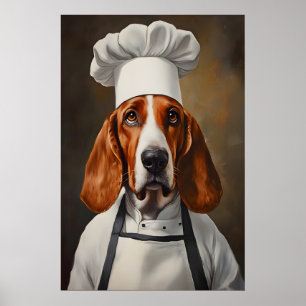 Basset Hound mit Kochmütze Poster, Haustier Poster
