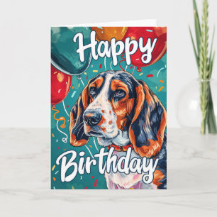 Basset Hound mit Luftballons Geburtstag Karte