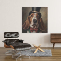 Basset Hound mit Ober- und Rot-Bug-Krawatte