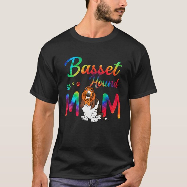 Basset Hound Mom Tie Dye Dog Mom Mothers Day T-Shirt (Vorderseite)