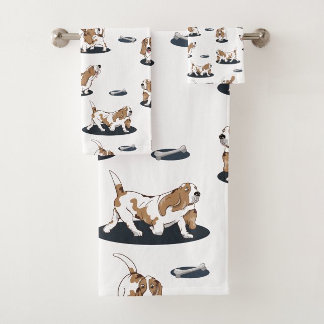 Basset Hound Muster Badhandtuch Set (Insitu)