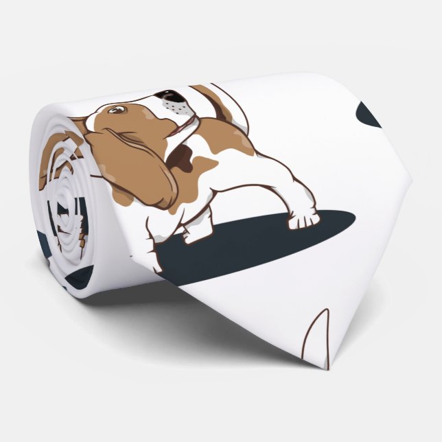 Basset Hound Muster Krawatte (Gerollt)