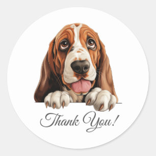 Basset Hound Niedlich Hund Vielen Dank Runder Aufkleber