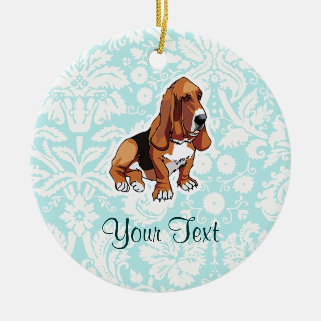 Basset Hound; Niedlich Keramik Ornament (Vorne)