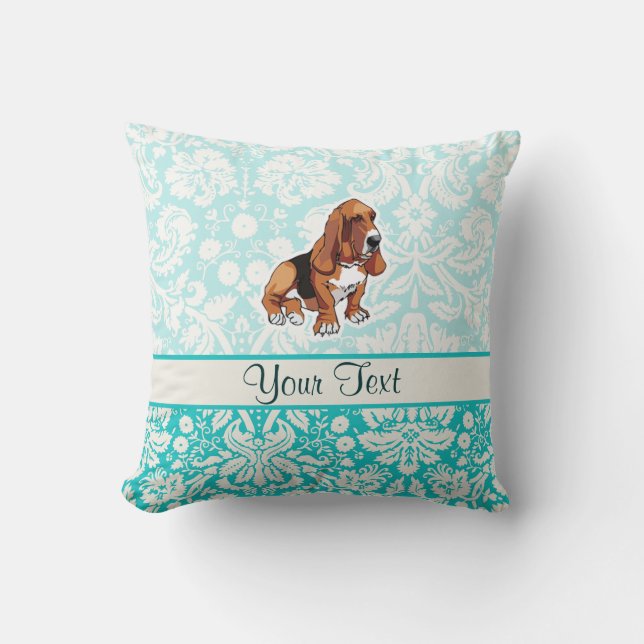 Basset Hound; Niedlich Kissen (Vorderseite)