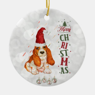 Basset Hound Niedlicher Hund Weihnachten 2021 Keramik Ornament