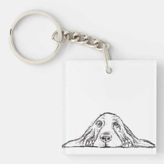basset hound noir blanc yeux de chiot simple (Devant)