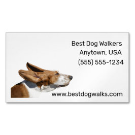 Basset Hound Ohren flattern beim Wind Dog Walker Magnetische Visitenkarte