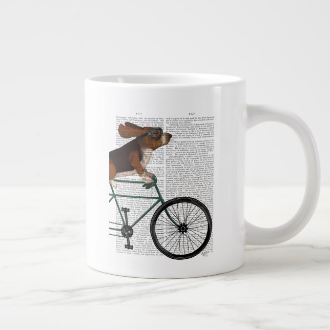 Basset Hound on Bicycle Jumbo-Tasse (Rechts)