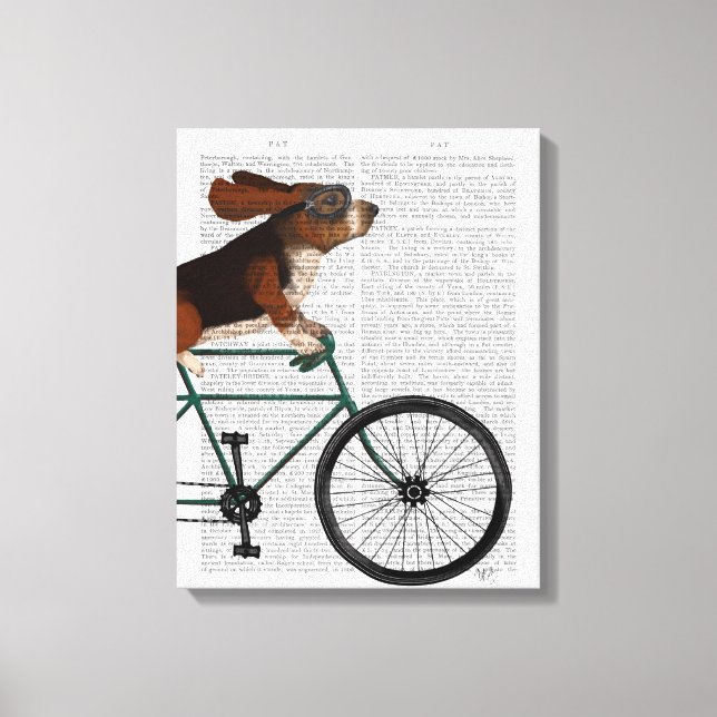 Basset Hound on Bicycle Leinwanddruck (Vorderseite)
