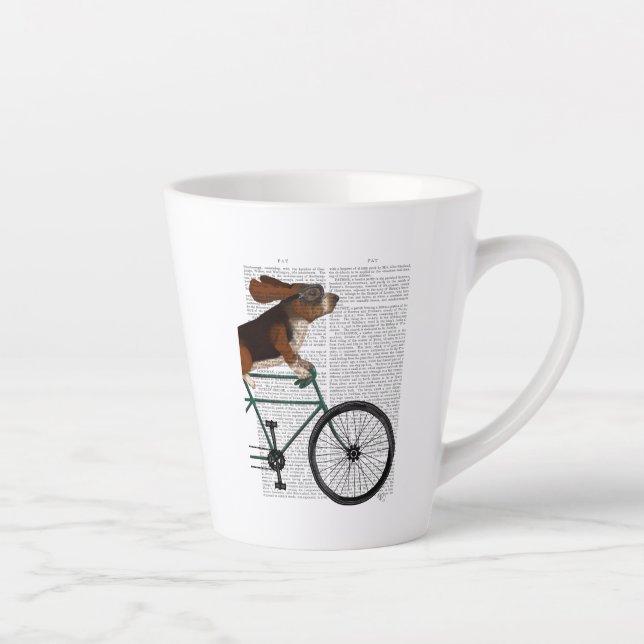 Basset Hound on Bicycle Milchtasse (Rechts)